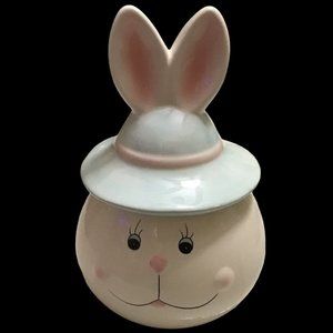 Easter Bunny Rabbit Ceramic Candy Bowl Fondue Heartfelt Kitchen Micro Safe w Lid